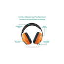 Kidco Whispears child hearing protection headphones in orange, featuring soft ear pads, adjustable headband, and noise reduction.