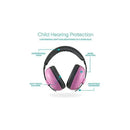 Child hearing protection headphones in pink, featuring adjustable headband, soft-touch ear pads, and noise-reducing foam.