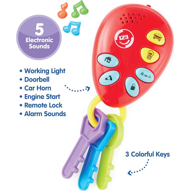 Kidoozie Phone & Keys Combo toy featuring a red remote with buttons for sounds and three colorful keys.