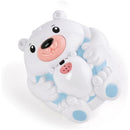 Adorable polar bear toy with a baby bear, designed for water play and squirt activities. Features bright colors and cute expressions.