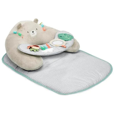 Cozy 4-in-1 activity mat featuring a soft bear design with sensory toys and a padded surface for infants.