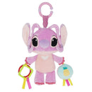 Disney Baby Lilo and Stitch Angel On The Go Activity Toy features a pink plush character with teether rings and a pineapple-themed rattle.