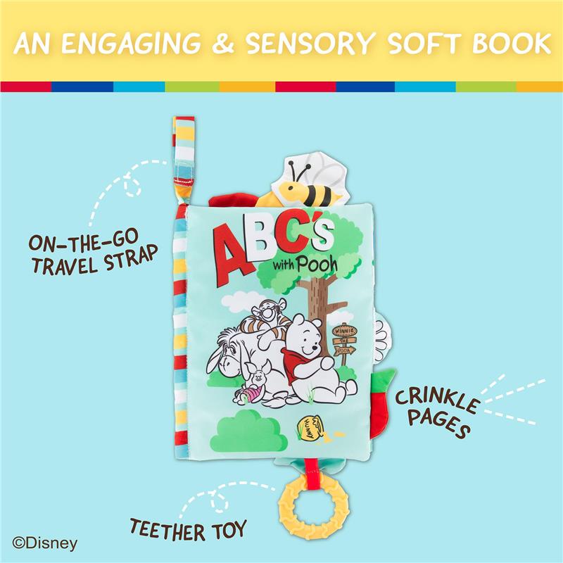 KIDS PREFERRED - Disney Baby Winnie The Pooh Deluxe Soft Book Abc's with Pooh On-The-Go Sensory Books for Babies with Crinkle Pages Image 2