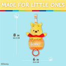 Disney Baby Winnie The Pooh pulldown honeypot toy, 8 inches tall, with vibrant colors and a sensory ring for infant play.