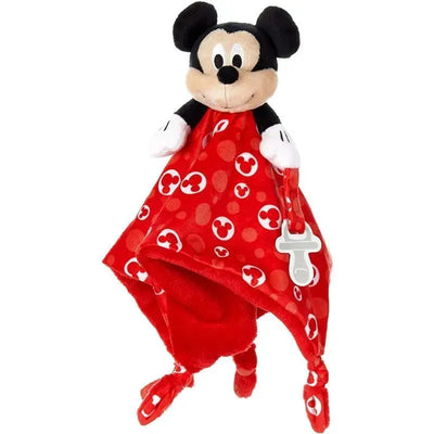 Disney Baby Mickey Mouse Plush Snuggler, featuring a Mickey-shaped head and a red blanket with polka dots.