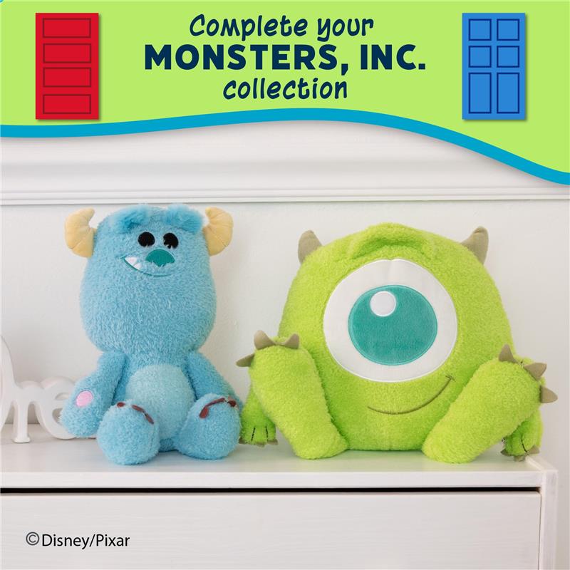 Cuteeze plush toys of Mike Wazowski and Sulley from Monsters, Inc. with a colorful collection banner above.