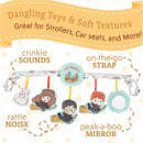 Deluxe soft book featuring Harry Potter characters with dangling toys, crinkle sounds, and a mirror for infants.