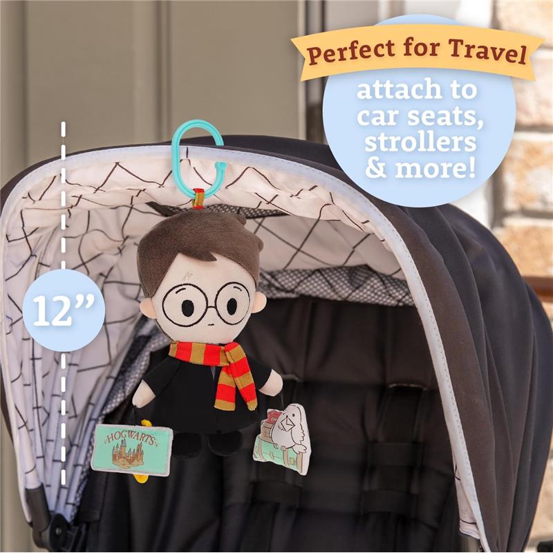 Kids Preferred Harry Potter On The Go Activity Toy features a plush Harry with a teether, attachable to strollers and car seats.