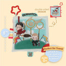 Double-sided crinkle square featuring Harry Potter characters, perfect for newborns, with travel attachment options.