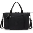 Kipling Art Baby Diaper Bag in Black Noir featuring dual handles, adjustable shoulder strap, front zip pocket, and a decorative charm.