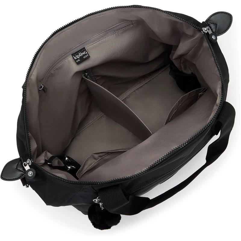Kipling Art Baby Diaper Bag in Black Noir, featuring a spacious, organized interior with multiple compartments and a zippered pocket.