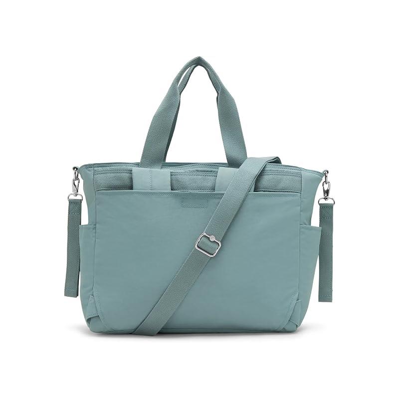 Kipling Babygear Convertible Diaper Backpack in Tiny Green Air with adjustable straps and multiple pockets.