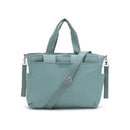 Kipling Babygear Convertible Diaper Backpack in Tiny Green Air with adjustable straps and multiple pockets.