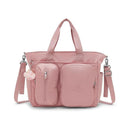 Kipling Babygear Convertible Diaper Backpack in Tiny Smoky Blush, featuring multiple compartments and a removable plush keychain.