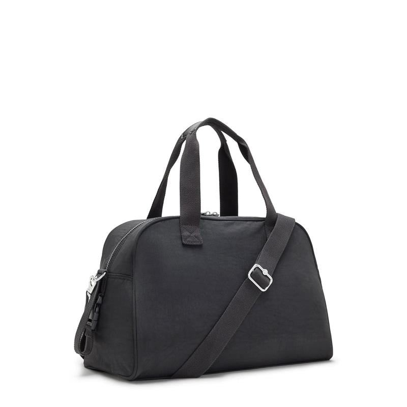 Black Kipling Camama diaper bag featuring dual handles and a removable shoulder strap.