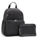 Kipling Maisie Diaper Backpack in Black Noir, featuring zippered compartments and a matching pouch for storage.