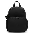 Kipling Maisie Diaper Backpack in Tiny Black Noir, featuring a front pocket and a small monkey keychain accessory.