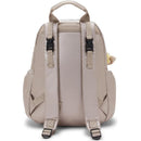 Kipling Maisie Diaper Backpack in Tiny Metallic Glow, featuring a textured beige exterior and adjustable straps.