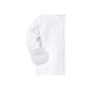 Baby boy footie in white with blue dots and trim, featuring long sleeves and snap closure for easy dressing.