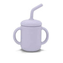 Sili Sippy Cup with Straw in violet lilac, featuring two handles and a cushioned lid for easy drinking.