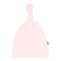 Knotted cap for infants in Sakura Pink, made for ages 0 to 3 months, featuring a soft, single-knot design.