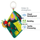 Colorful Lamaze Bitty Bug Soft Day Book featuring vibrant illustrations, a soft texture, and a ladybug toy for sensory development.