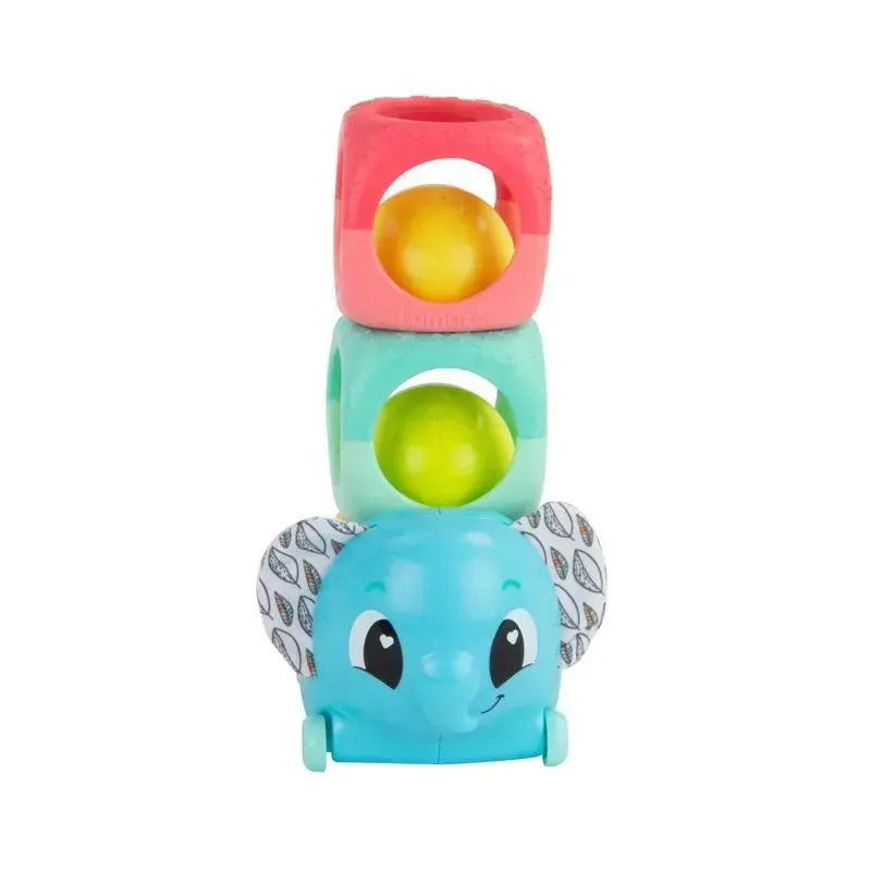 Stackable toy set with colorful blocks and a blue elephant base, promoting developmental play for babies.
