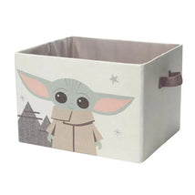 Baby storage bin featuring a Baby Yoda design, shown in soft colors with large ears and a cozy outfit.