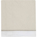 Three-piece crib bedding set featuring subtle beige stripes with a white border, designed for infants.