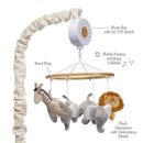 Lambs & Ivy Jungle Adventure Musical Mobile with plush animal characters, wood ring, and music box that plays lullabies.