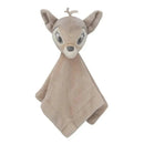 Bambi-themed security blanket featuring a soft, plush deer head and a cozy, tan blanket body.