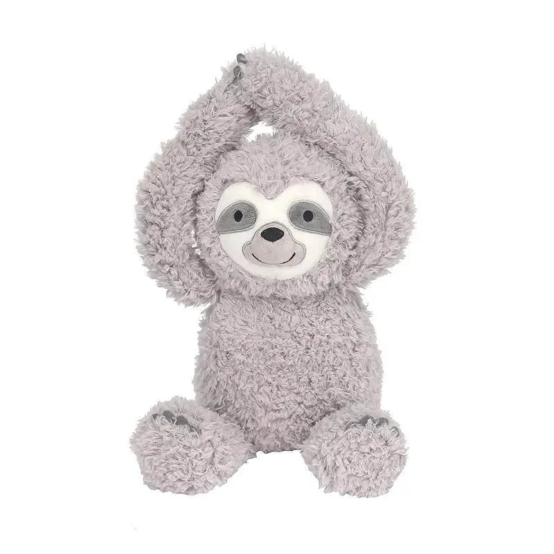 Stuffed sloth plush by Lambs & Ivy, featuring a soft gray body, a smiling face, and raised arms.