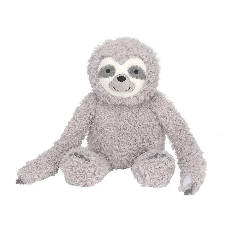 Stuffed sloth plush toy by Lambs & Ivy with fluffy gray fur, a smiling face, and soft limbs, ideal for cuddling.