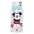 Mickey Mouse swaddle blanket and plush toy set featuring a soft blanket with colorful Mickey Mouse prints and a mini plush toy.