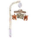 Treetop Fox musical mobile featuring plush fox and squirrel figures, designed to soothe babies with gentle melodies.
