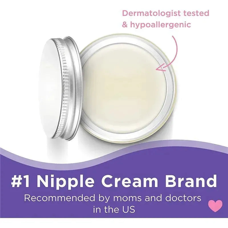 Lansinoh Organic Nipple Cream in a silver tin, labeled as the