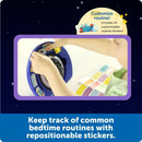 Learning Resources Bedtime Routines Visual Timer being customized with repositionable stickers for tracking routines.