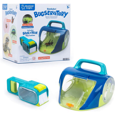 Geosafari Bugservatory toy for observing insects with included bug catcher, featuring a handle and magnified viewing area.