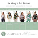 Líllé Baby Complete All Seasons Carrier in Pebble Grey with six wearing methods for babies from newborn to toddler.