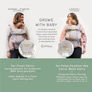 Líllébaby Complete All Seasons Carrier in Pebble Grey, demonstrating front carry options for infants and older babies.