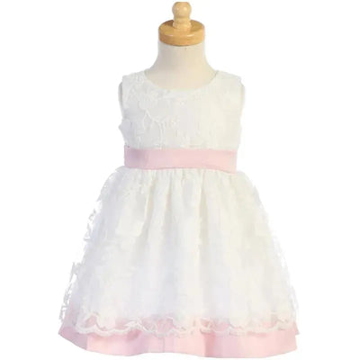 Lito - Embroidered Mesh With Poly Silk Trims, Pink/White, 18-24M Image 1