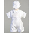 Lito - Suspendered Shantung Shorts With Embroidered Cross Maverick, White Image 1