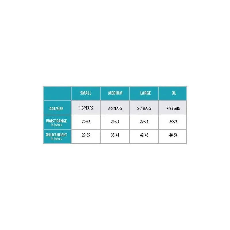 Size chart for Little Adventures Cinderella Princess Dress Up Costume, detailing sizes small to XL, with age and measurement information.