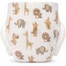 Little Me Baby Diapers with a safari theme featuring animals like giraffes, lions, and elephants, soft and gentle on skin.