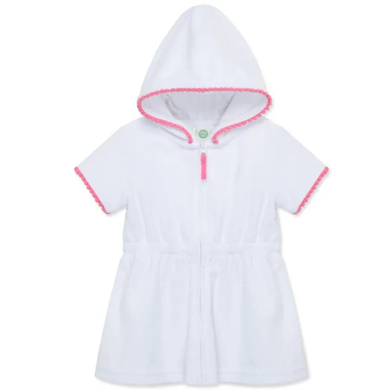 Little Me - Baby Girl Zip Swim Cover Up, White  Image 3