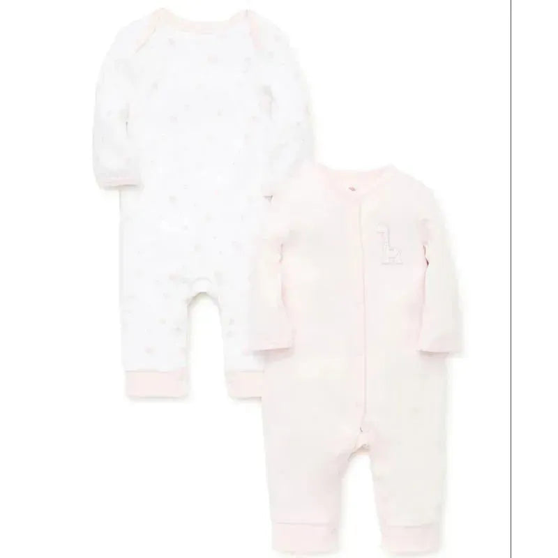 Little Me - Giraffe 2 Pack Coverall, Pink.