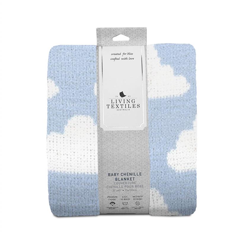 Living Textiles Chenille Baby Blanket - Blue Clouds Image 3