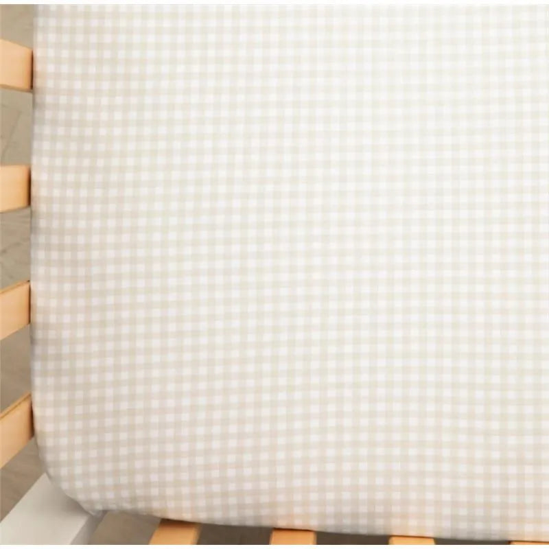 Living Textiles - Cotton Jersey Fitted Sheet, Cream Gingham Image 2