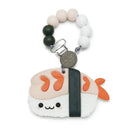 Loulou Lollipop Ebi Shrimp pacifier clip and teether set, featuring a cute shrimp design and colorful beads.