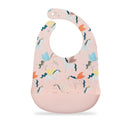 Silicone bib featuring a whimsical unicorn ballet design in pastel colors, suitable for young children.